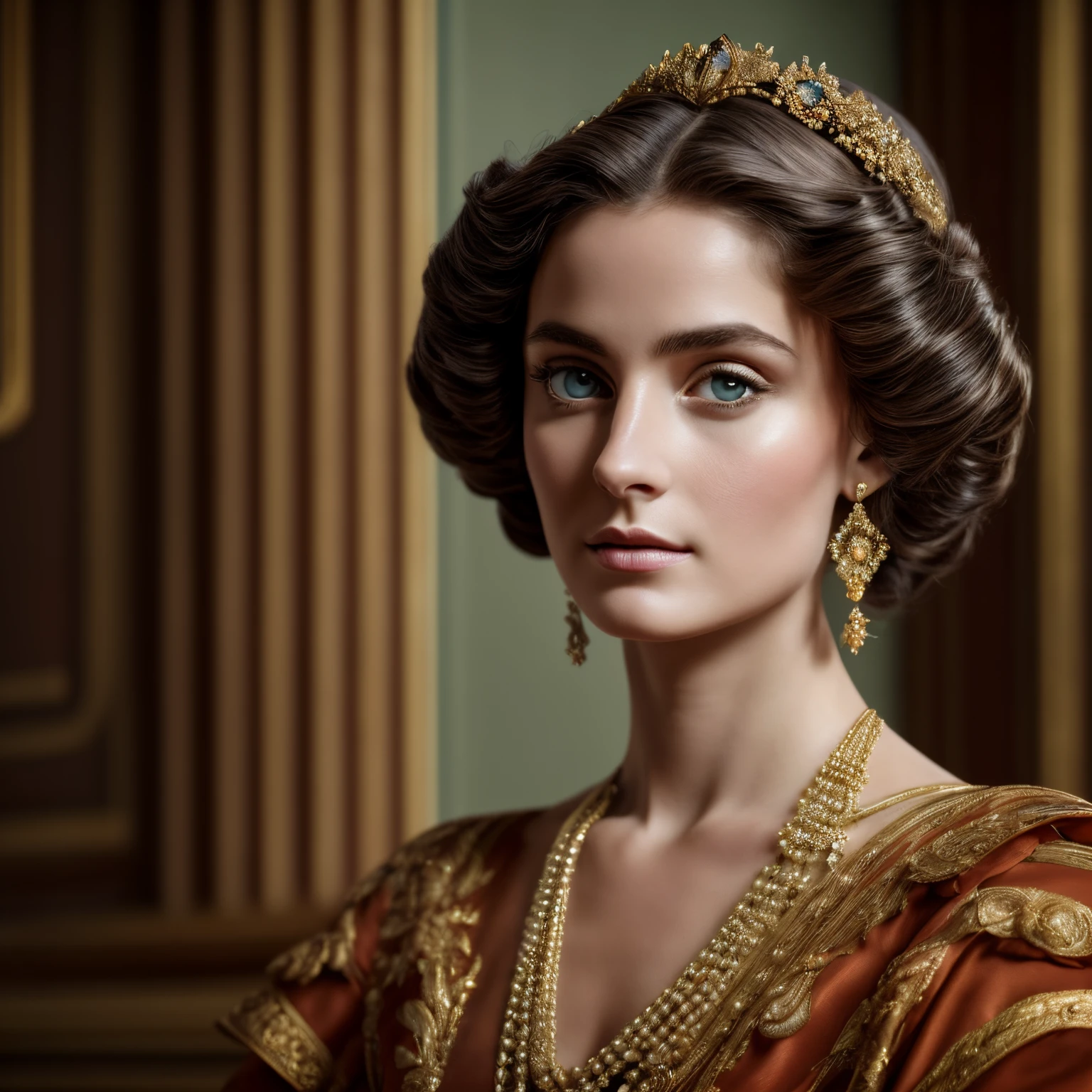 oil painting character portrait of French female dignitary, a beautiful woman with
detailed hairstyle, perfect symmetric eyes, gorgeous face, beautiful hands,
detailed fingers, stylized long evening dress, graceful, elegant, noble,
baroque style by Rembrandt, gorgeous, highly detailed, cinematographic light,
realistic, award winning portrait, octane render, unreal engine, masterpiece,
sharp focus, depth of field, perfect composition, 16k, uhd