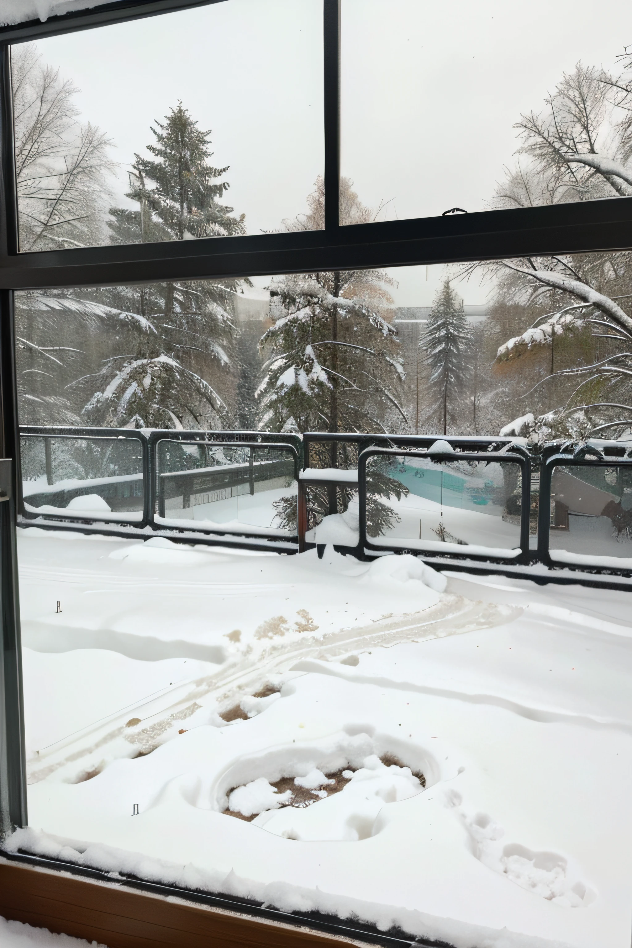 taking a picture outfrom window when its full of snow outside