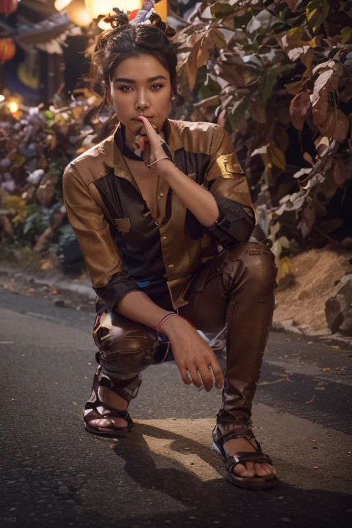 (A beautiful 20 year old Chinese beauty), (Short brown hair|Short black hair),(hair-bun,head gear,Hairpins), (Fair skin), (A more serious expression appeared on his face), (Wearing an assassin costume of random colors), (city at night background), seen from the front, Face photos, Dynamic pose, Ambient lighting, Photo realism, intricate face details, Intricate hand details, Highly detailed, Vibrant colors, Cinematic, High definition, Popular on art sites - original style