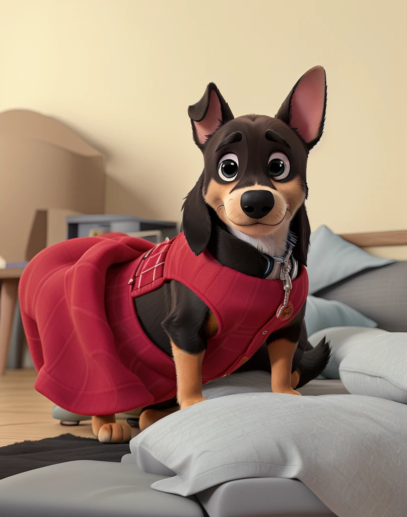 Um cachorro preto estilo Disney pixar, alta qualidade, melhor qualidade.