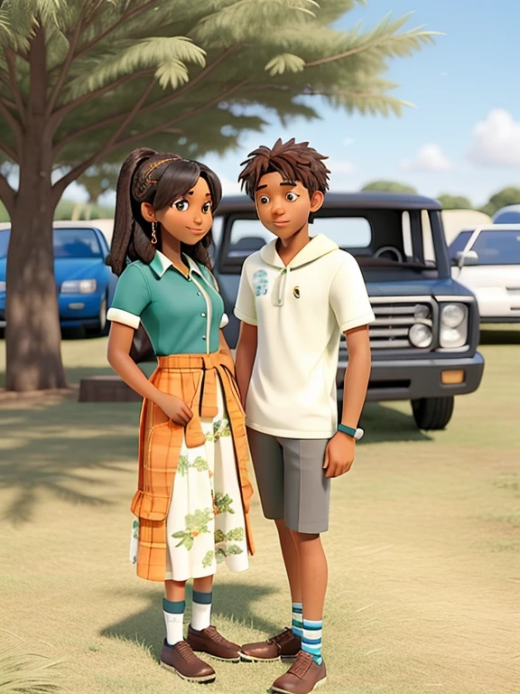 there are two black people standing next to each other in the grass, lovely couple, 4k still, photo shoot, very very low quality picture, 4 k post, 4k post, well edited, happy couple, high quality upload, 😭🤮 💔, by Manabu Mabe, edited, he is about 2 5 , celebrating an illegal marriage, photo shoot 3d image