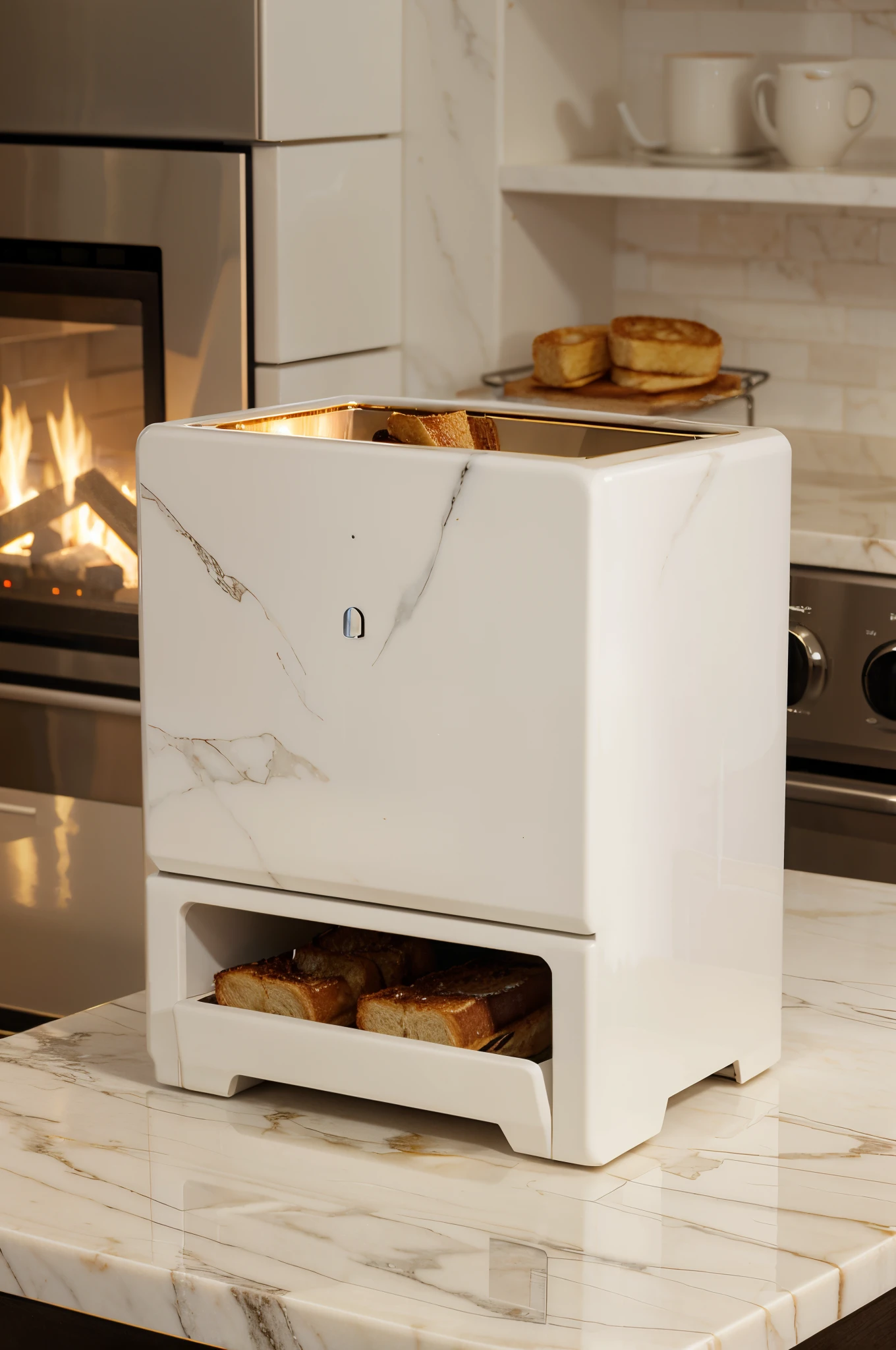 opening and tray for finished toast