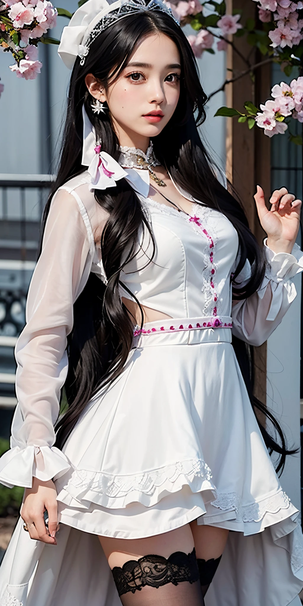 1girl, black hair, Long hair, Magical girl clothes, high quality, ultra detailed, masterpiece, realistic