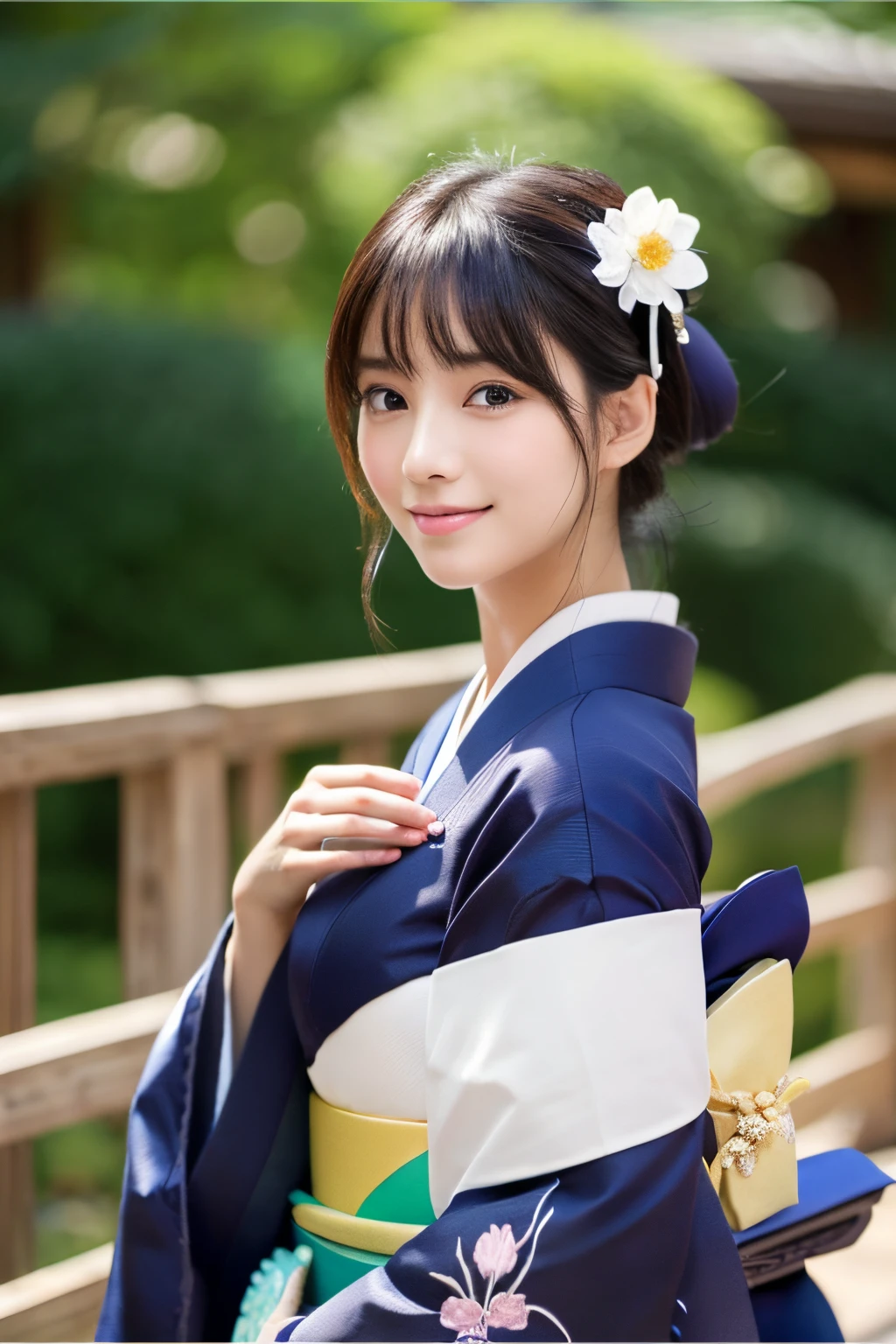 (8K、Raw photography、top-quality、masterpiece:1.2)、ultra-detailliert、超A high resolution、(realisitic、photoRealstic:1.37)、portlate、High-detail RAW color photos、professional photograpy、extremely delicate and beautiful、A highly detailed、 8K Picture Wallpaper、magnifica、finely detail、huge filesize、Official art、Highly detailed CG Unity 8K wallpapers、highly detailed beautiful girl、extra detailed face、extremely detailed eye、highlydetailed skin、extremely detailed fingers、highly detailed nose、highly detail mouth、perfect anatomia、highly detailed back ground、Highly detailed attire、女の子1人、(18year old:1.2)、10 generations、Cute little girl s、famous Japan idol、cute little、(small tits:1.2)、Realistic body、小柄、fair white skin、shinny skin、slenderbody、well-styled、A dark-haired、Hair collection、(Pattsun bangs:1.2)、A smile、kawaii、年轻、kawaii faces、Lifelike face、Beautiful eyes、Sauce order、(Kimono:1.4)、Dense embroidery、耳Nipple Ring、(hair adornments:1.2)、eye、cowboy shot、frontage、standing athletic pose、Contrapo、outside of house、(natta:1.4)、A Japanese style、kyoto、Dynamic lighting、Valley、