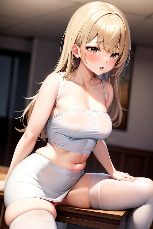 1girl, Table hump, rubbing the , white  shirt, pencil skirt, office, white , skirt lift, strap, a table, elevation, multiple boys,A thought-provoking liquid,, Masterpiece, Best Quality, Highly detailed