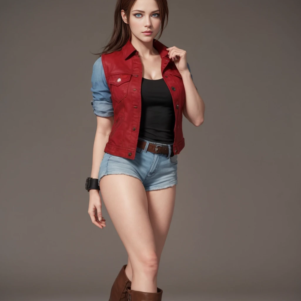 (Claire Redfield:1.1), (perfect facial features:1.1), (belos olhos detalhados, beautiful detailed lips, olhos e rosto extremamente detalhados, long eyelashes), (fotorrealista:1.37), (ultra-detalhado, Realistic), (retrato, horror), (vivid colors), (studio lighting), (tons de cores sutis), (foco nítido), (Bokeh) Textura ultrarrealista