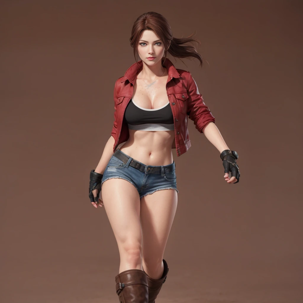 (Claire Redfield:1.1), (perfect facial features:1.1), (belos olhos detalhados, beautiful detailed lips, olhos e rosto extremamente detalhados, long eyelashes), (fotorrealista:1.37), (ultra-detalhado, Realistic), (retrato, horror), (vivid colors), (studio lighting), (tons de cores sutis), (foco nítido), (Bokeh) Textura ultrarrealista