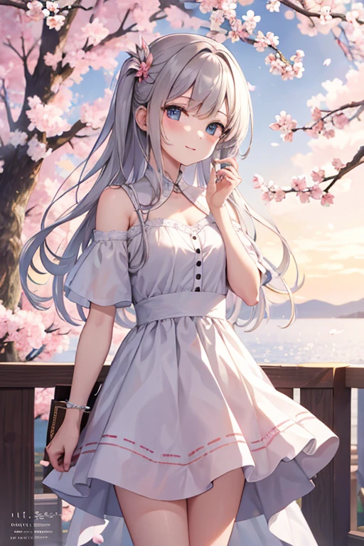 (master part), best quality, high resolution, altamente detalhado, Antecedentes detalhados, perfect lighting, ao ar livre, 1girl, cherry blossoms in full bloom