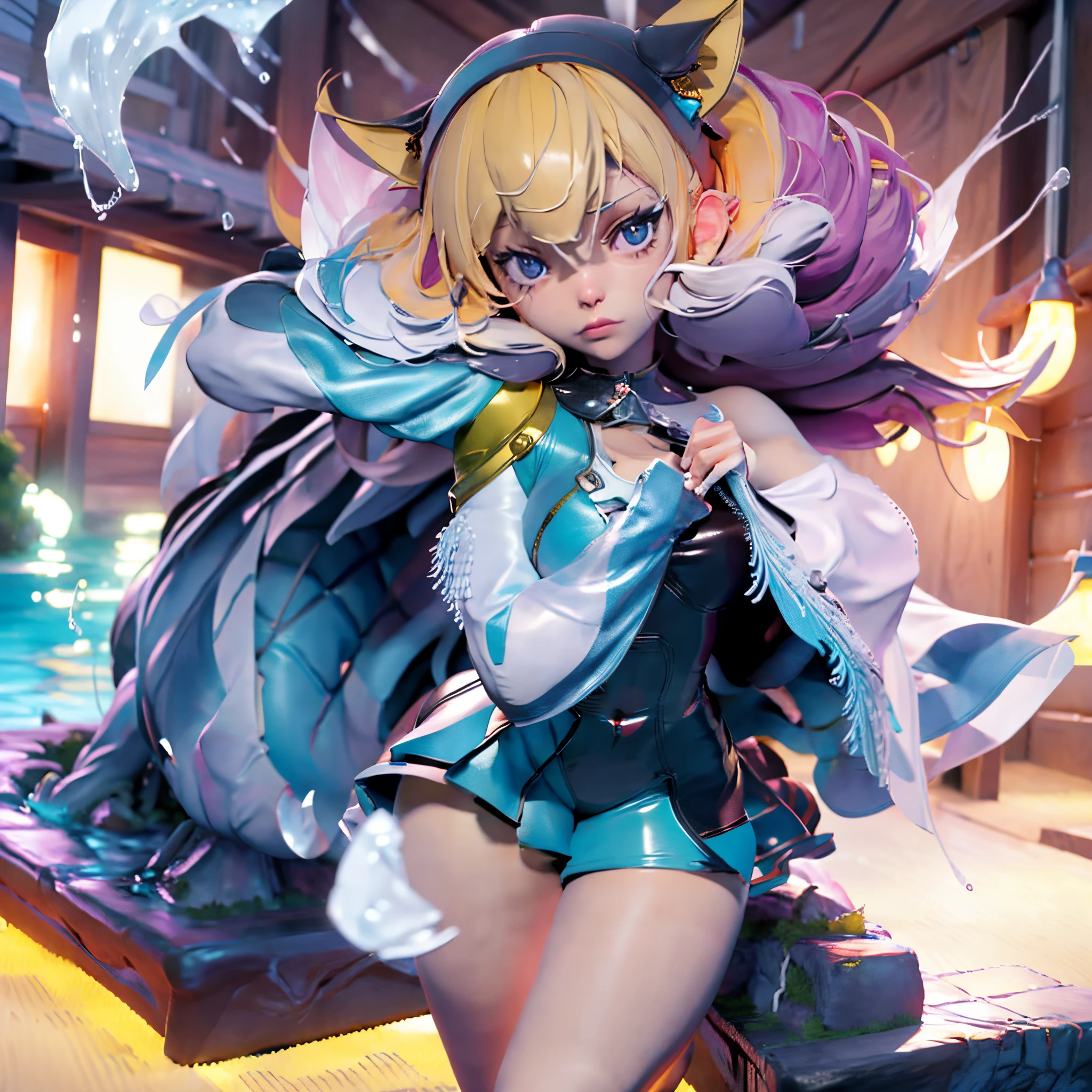 "Generate a visually stunning masterpiece with the best quality, aesthetic featuring Gawr Gura, a popular virtual YouTuber, wearing a stylized skinsuit. Ensure soft and realistic skin texture, and have her engagingly looking at the viewer. Place her in a modern Japanese city during daylight, with a water fountain in the scene to enhance the atmosphere."
Negative Prompt (Bug Fix):
"Identify and rectify any potential issues in the generated image, such as unnatural distortions in Gawr Gura's appearance, inconsistencies in the skinsuit design, or irregularities in the lighting of the modern Japanese city. Ensure that the skin texture remains soft and realistic. Address any bugs related to the water fountain, ensuring it fits seamlessly into the scene without visual artifacts or misplaced elements."