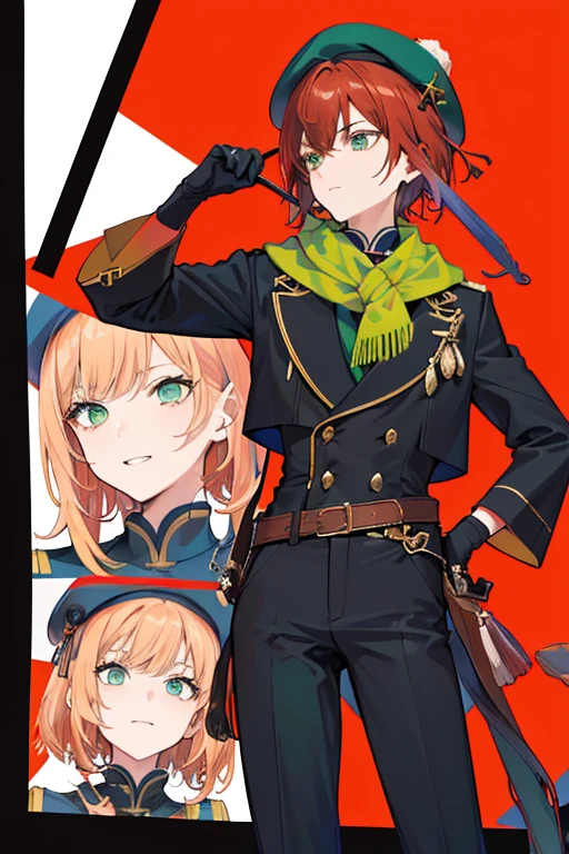 ((tmasterpiece:1.4,best qualtiy))++,(hyper-detailing)+,(best qualtiy,hyper-detailing,vivd colour,rich colourful,dynamic angle,hight contrast:1.unge boy,Height 140cm,adolable,Caramel color short hair,Lake green eyes,Caramel colored cat ears and tail,shorter pants,Long-sleeved skirt,Brown knee-length boots,Chinese elements,medium beret,beret with tassels,Green scarf tied around the neck,draw the whole body,Holding a black crossbow in hand,dream elements,The style of the collapsing stardom railway,delicated face,exquisite facial features,(from below:0.5), Fashionab, with dynamism, garments, posing on a, frontage, rich colourful, dyna, Background with, element in, self-assured, Expressing the, statement, fittings, A majestic, coil, Runt, Scenes, Cover of a, boldness, attention-grabbing, Fashionab, typeface, Catchy, attention-grabbing, modern day, Fashionab, focal, Fashionab,