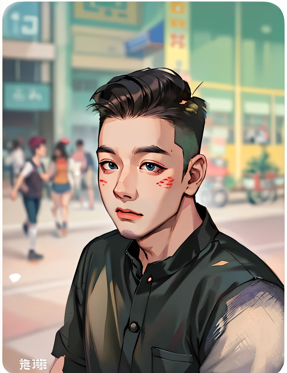 a close up of a person with a black shirt and a black shirt, yanjun chengt, steve zheng, Avatar avatar, New Kevin, Shaw Peter, andrew thomas huang, Jia Yan, south east asian with round face, Stanley Liu, Herren. Cao, Inspired by Ding Yunpeng, reuben wu, chinese artist, wenjun lin, Wu Deng
