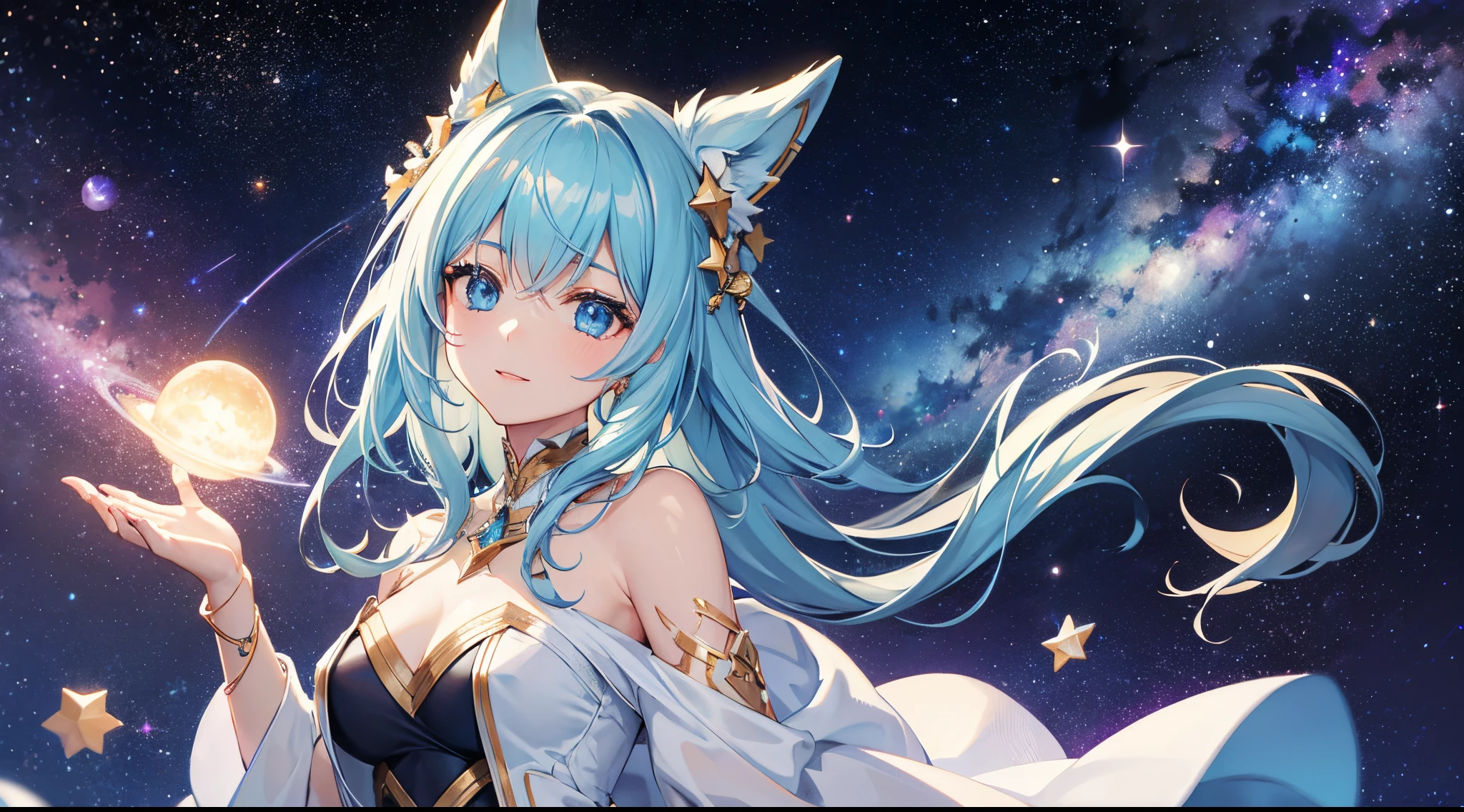 stars, space, galaxy, goddess ((1 person))