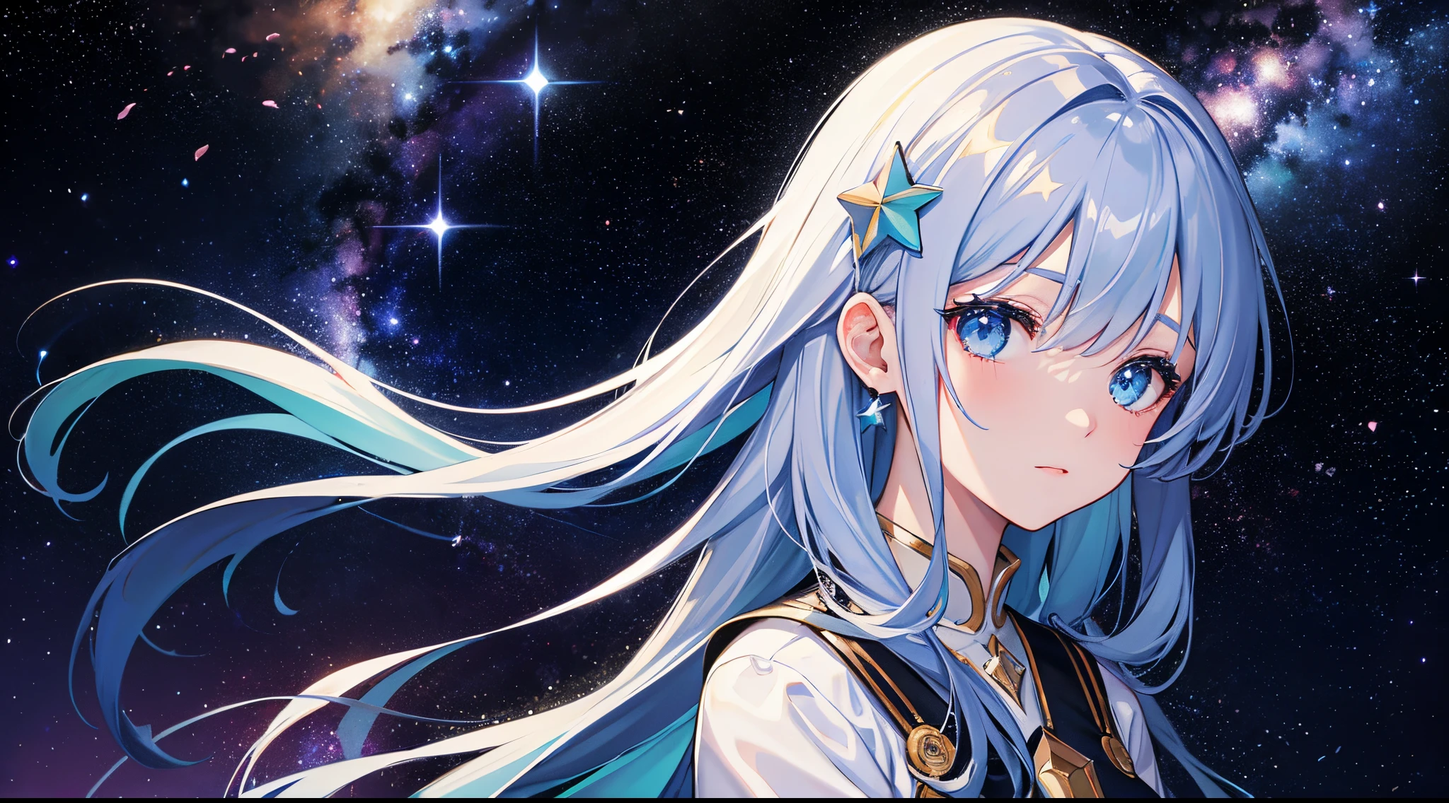 stars, space, galaxy, goddess ((1 person))