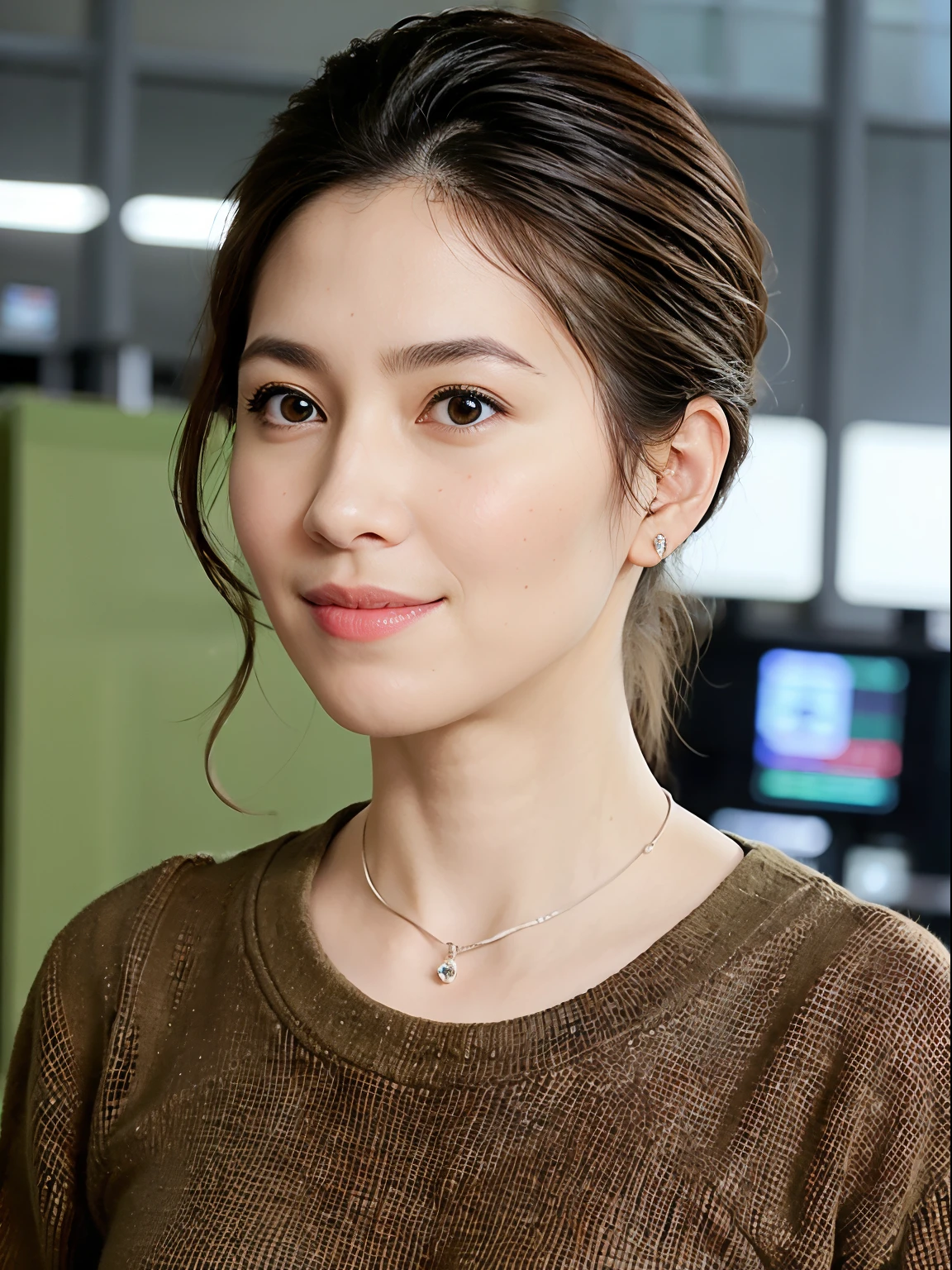 Dr.She, The most beautiful Doctor, (airport:1), afternoon, (doctor gown:1), bright brown fringe short hair, light brown eyes, 1girl, 20 years old, innocent, (photorealistic), (intricate details:1.2),(masterpiece, :1.3),(best quality:1.4), (ultra highres:1.2), ultra high res, (detailed eyes), (detailed facial features), HDR, 8k resolution, (lens flare:0.7), turn around, busy on examine report, face viewer