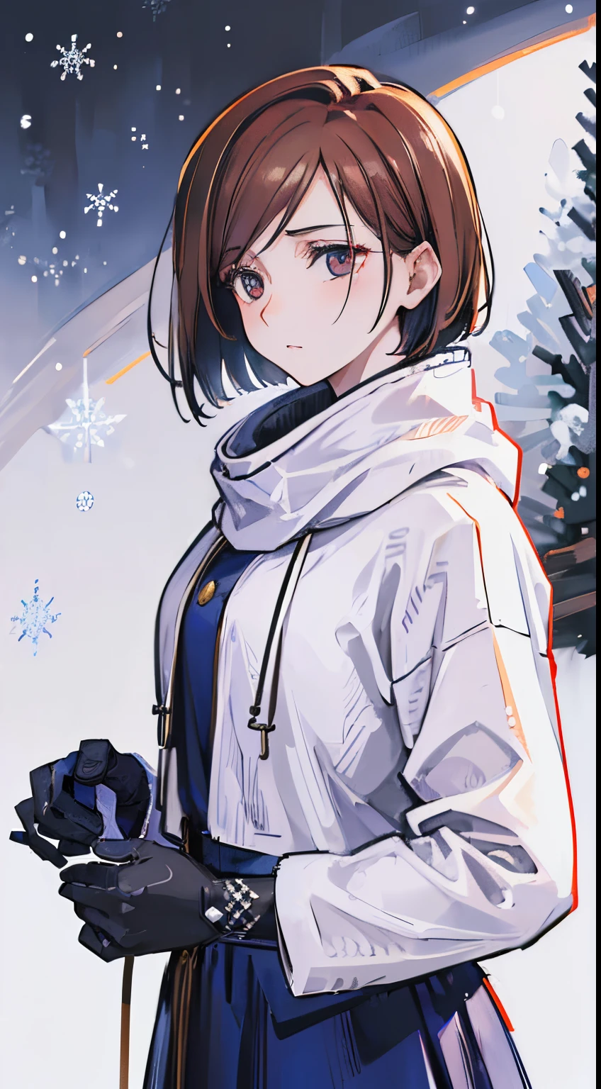 ((1woman,Best Quality), (Highly Detailed 8K Background, Best Shadow), Highly Detailed, (Beautiful Detailed Eyes), ((Winter Clothes, Daylight, Winter))), (Cowboy Shot), Anime, City, Best Quality High detail, 4K