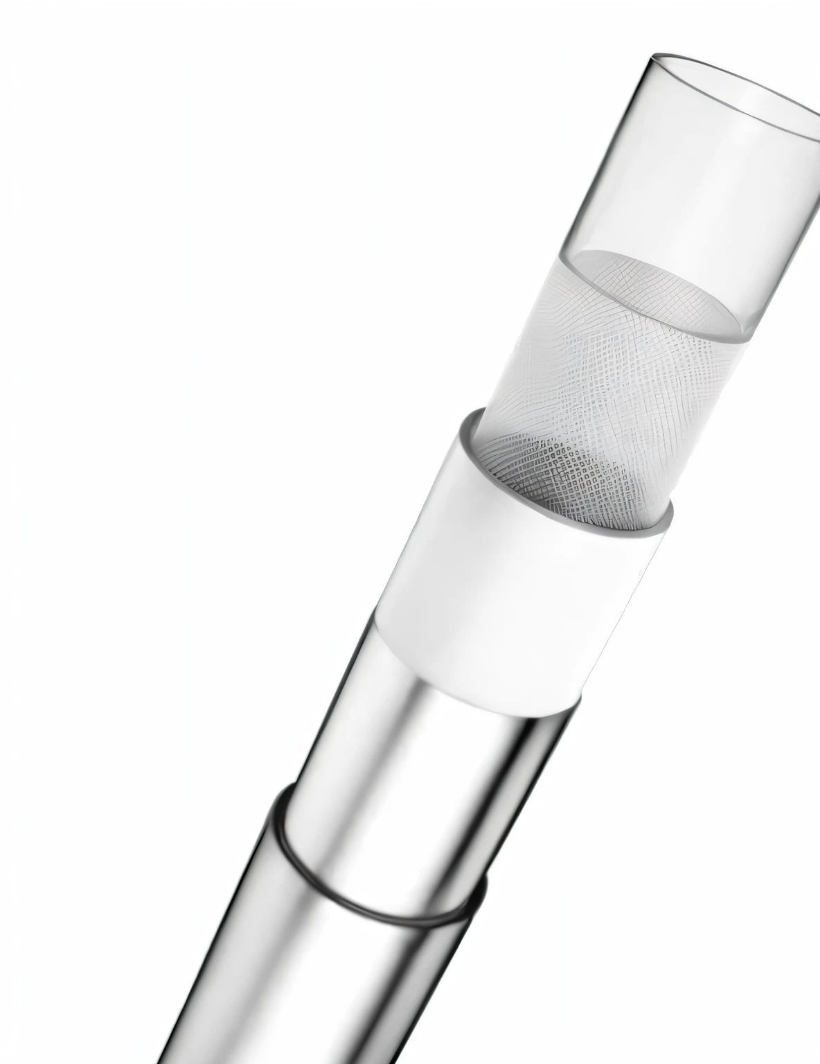There is a glass and metal object on a white background, Propaganda art, stainless steel, Bottom view a, Detailed picture, High-profile detailed, chrome dance pole, absolutely outstanding image, hyper-high detail, hyper-high detail, The lines are clear and smooth, clear detailed view, Fog filter, water pipe, 3/4 View from below, highly microdetailed