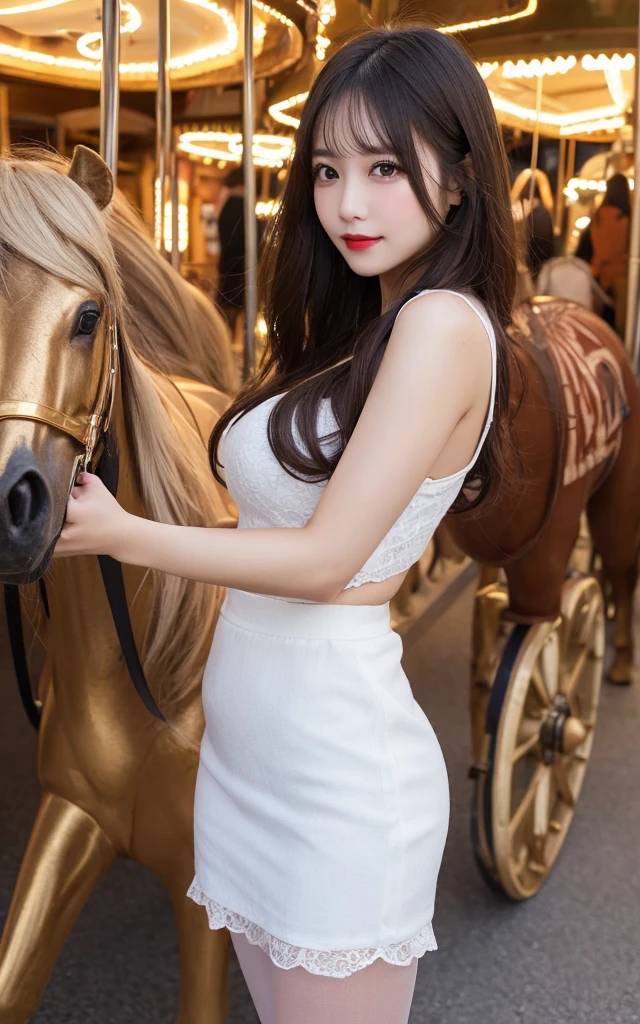 1girl, ride the merry-go-round