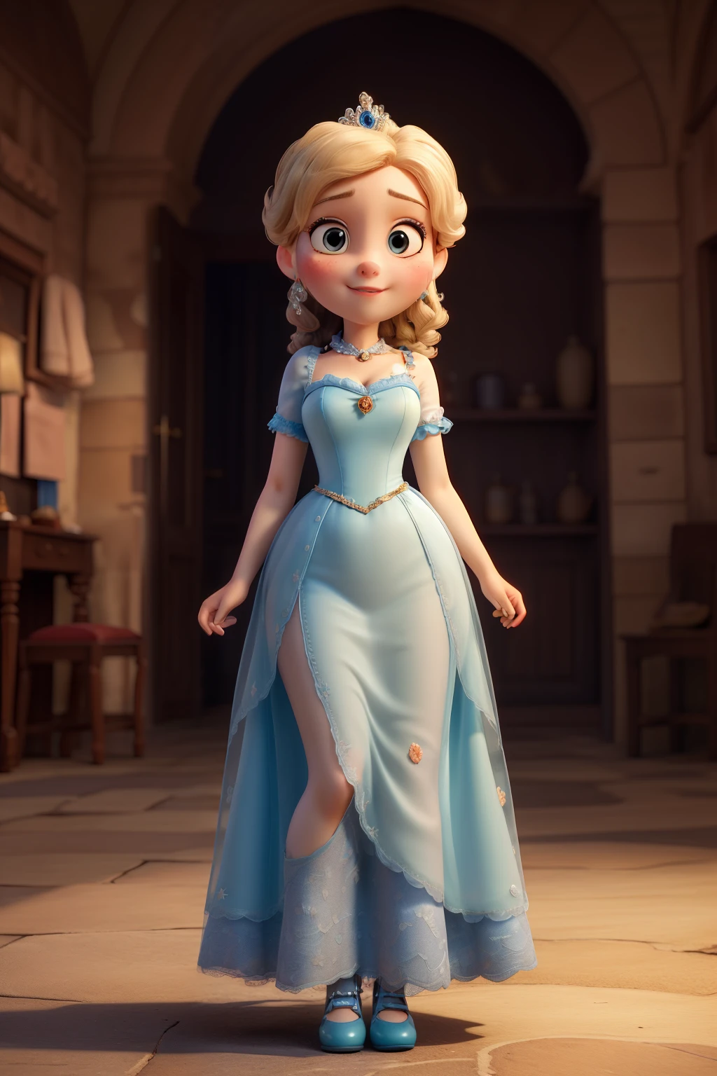 ((best quality)), ((masterpiece)), (detailed), perfect face, obeseCinderella princess, whole body figure