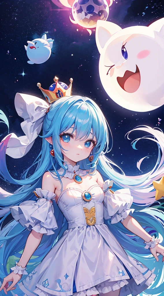 Somente um fantasma grande e fofo semelhante ao Boo do super mario mas com estilo anime, em um mundo da fantasia.