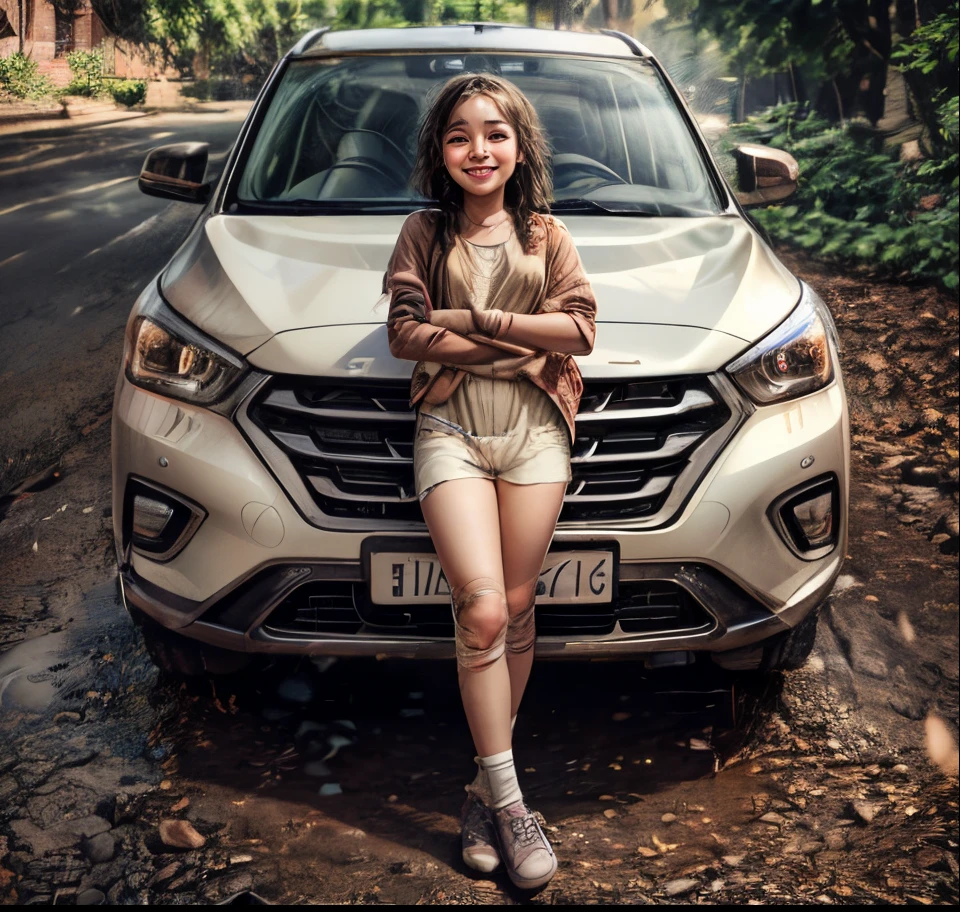A girl's face, featured in an incredibly closeup shot, is the focus of the photograph. Her radiant smile is infectious, inviting viewers to share her joy. The photo exhibits intricate details, highlighting the contours of her face and the subtle play of light on her skin. The grainy texture of 0.8 lends a vintage charm, adding depth to the image. Captured during the afternoon, the natural lighting envelops the girl in a warm and comforting atmosphere, emphasizing her individuality.