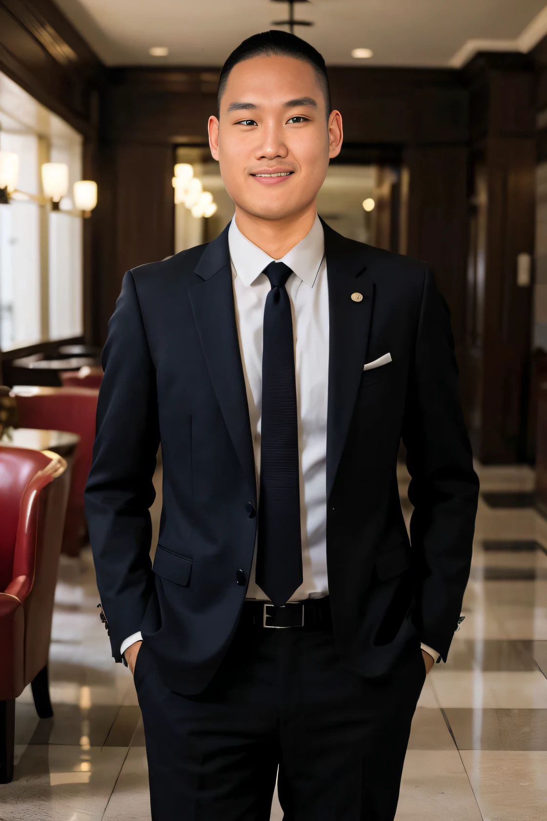 A man wearing a suit and tie stands in the hotel lobby...., Corporate portrait, corporate photo, Justin Sun, Christopher Chao, Professional corporate image, Tran Damien, Reuben Wu, image, taken in the early 2020s, darren quach, Kevin Ho, emmanuel shiu, professional profile picture, Jeremy Cheng, Professional images