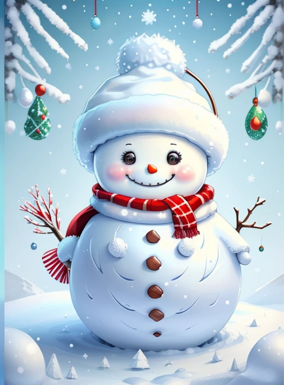 (cute baby snowman smiling with snow and christmas tree), Munchkin ,Geometric multidimensional wall portrait, livro de arte, Tchibi,
Yang08k, Beautiful, Colouring,
Obras, of the highest quality, best quality, Arte Oficial, Beautiful and Aesthetic,