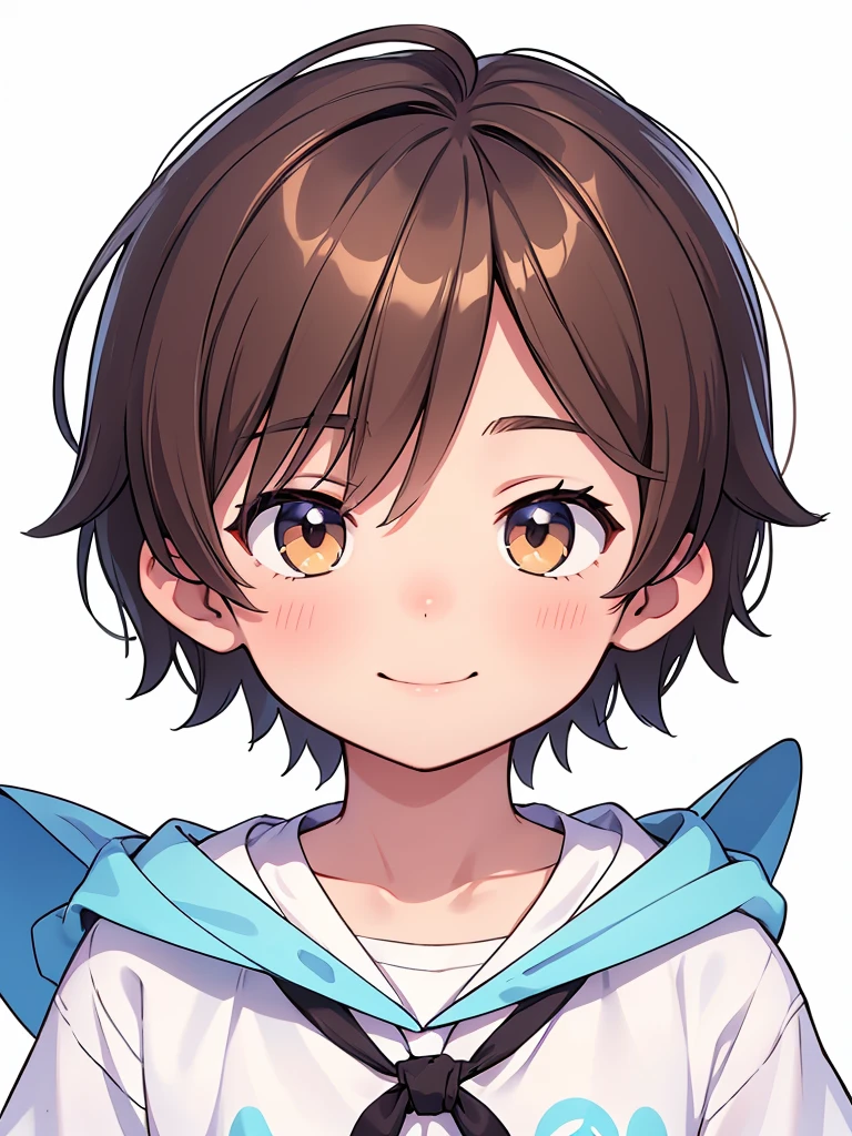 boy,His anime illustration face in pastel color palette style、Animated GIFs、hand-drawn animation、Captivating sketch、Smooth shiny background-AR 1:1 - Rainbow 5 - Expressive in style - S 50(Best quality, On a table, RAW photos,ultra - detailed:1.2),black hair color hair,Brown eyes,Top image quality,8k,A smile, Head near the center of the screen,Street,seen from the front,1 boy,wide angles,Short hair details,White background with white space,Shang Ming,looking from above,Upper part of the body, with a pure white background