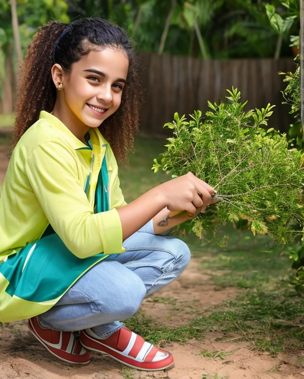 (master part:1.2, best quality), Floresta, uma menina brincando feliz