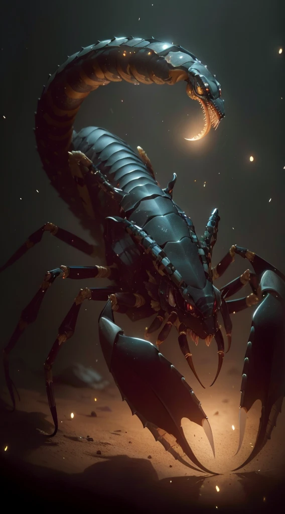 Meisterwerk, best quality, extrem detailliertes 8K-Hintergrundbild, Skorpion，mkscorpion，Zange，Skorpion，Leuchten Sie das andere Geschlecht，Sternzeichen Skorpion，Scharfe Zange，Detaillierte Skalen，leuchtende Flecken