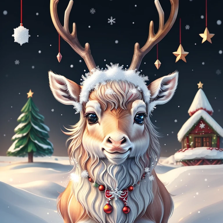 (cute baby reindeer smiling with snow and christmas tree), Munchkin ,Geometric multidimensional wall portrait, livro de arte, Tchibi,
Yang08k, Beautiful, Colouring,
Obras, of the highest quality, best quality, Arte Oficial, Beautiful and Aesthetic,