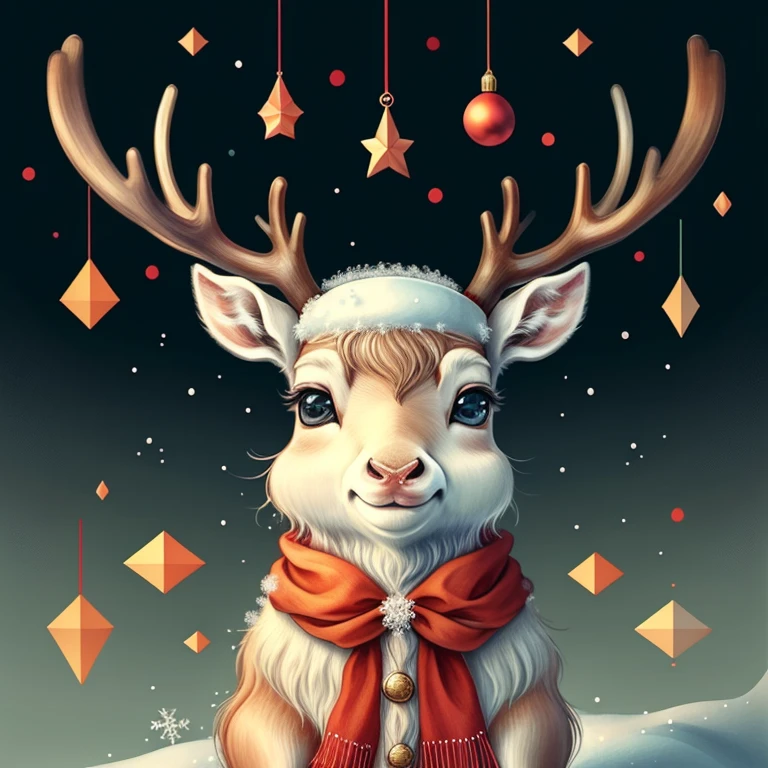 (cute baby reindeer smiling with snow and christmas tree), Munchkin ,Geometric multidimensional wall portrait, livro de arte, Tchibi,
Yang08k, Beautiful, Colouring,
Obras, of the highest quality, best quality, Arte Oficial, Beautiful and Aesthetic,