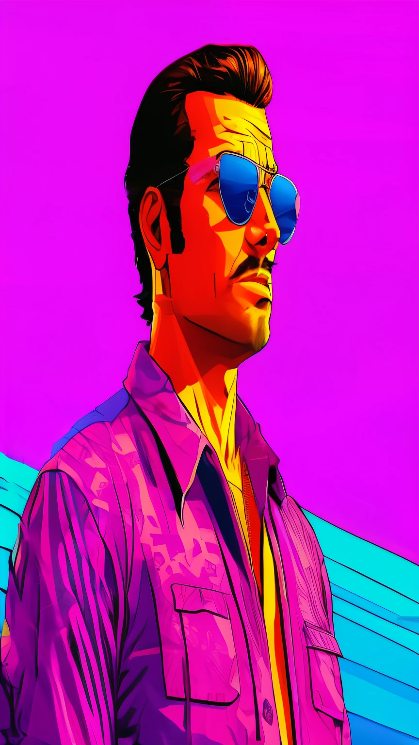 A closeup of a man wearing sunglasses and a shirt, gta vice arte estilo cidade, gta vice cidade estilo de arte, gta estilo de arte, gta arte, Estilo de GTA V obras de arte, estilo de arte outrun, arte colorida do filme, gta artestyle, Vice Cidade, 2d arte do jogo gta capa, 2 d arte do jogo gta capa, HQ 4K papel de parede do telefone