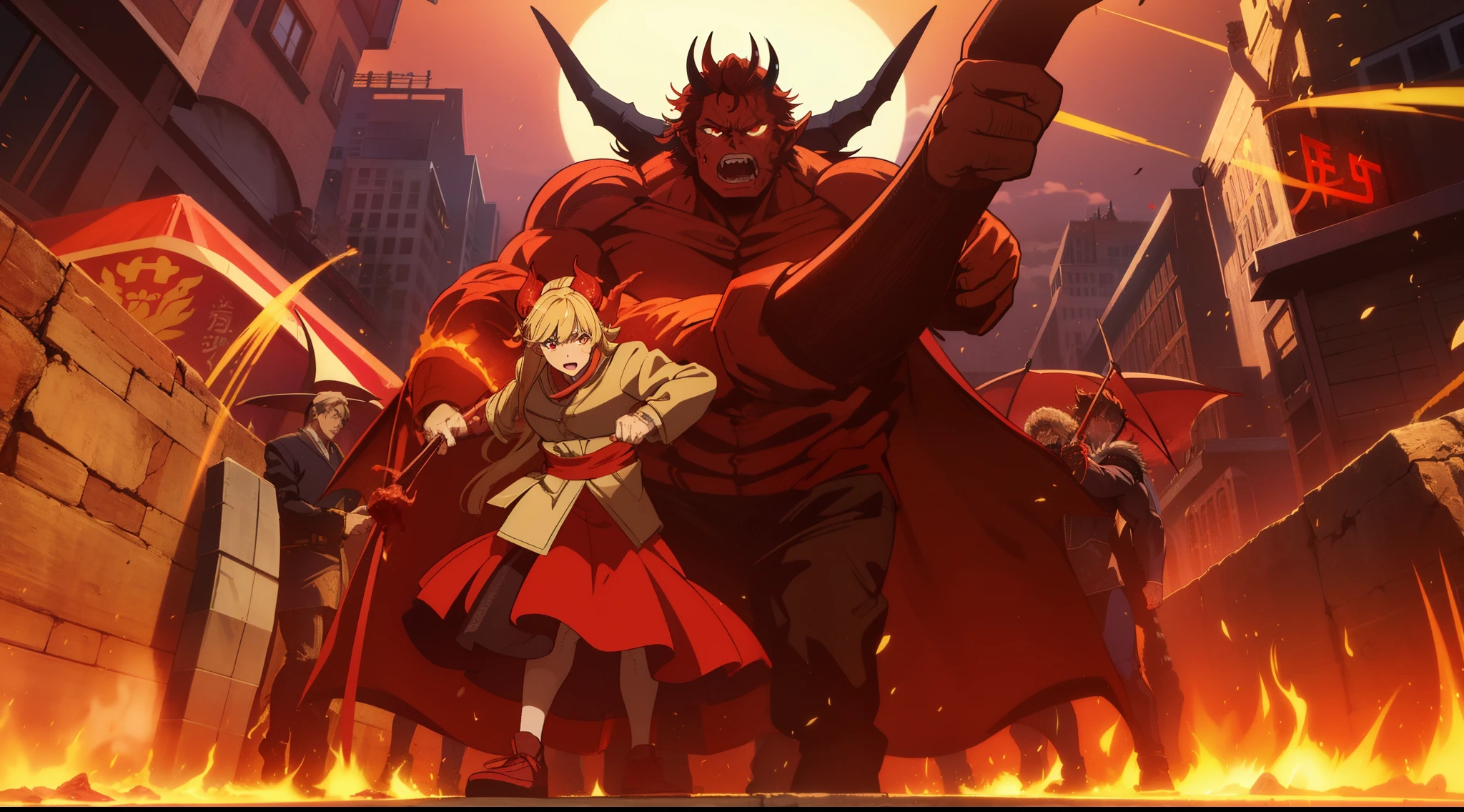 The Devil in the Company of Demons and Devils, the main character is the devil, enormous strength, power, kills people, 血, meat