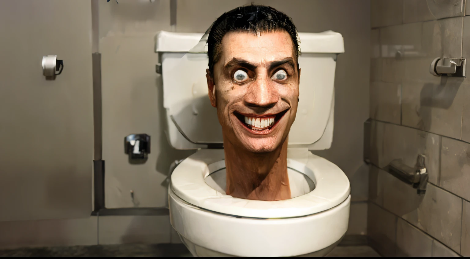 Skibidi, male head in toilet, ready to fight, mortal kombat scene fighter, hyperrealistic