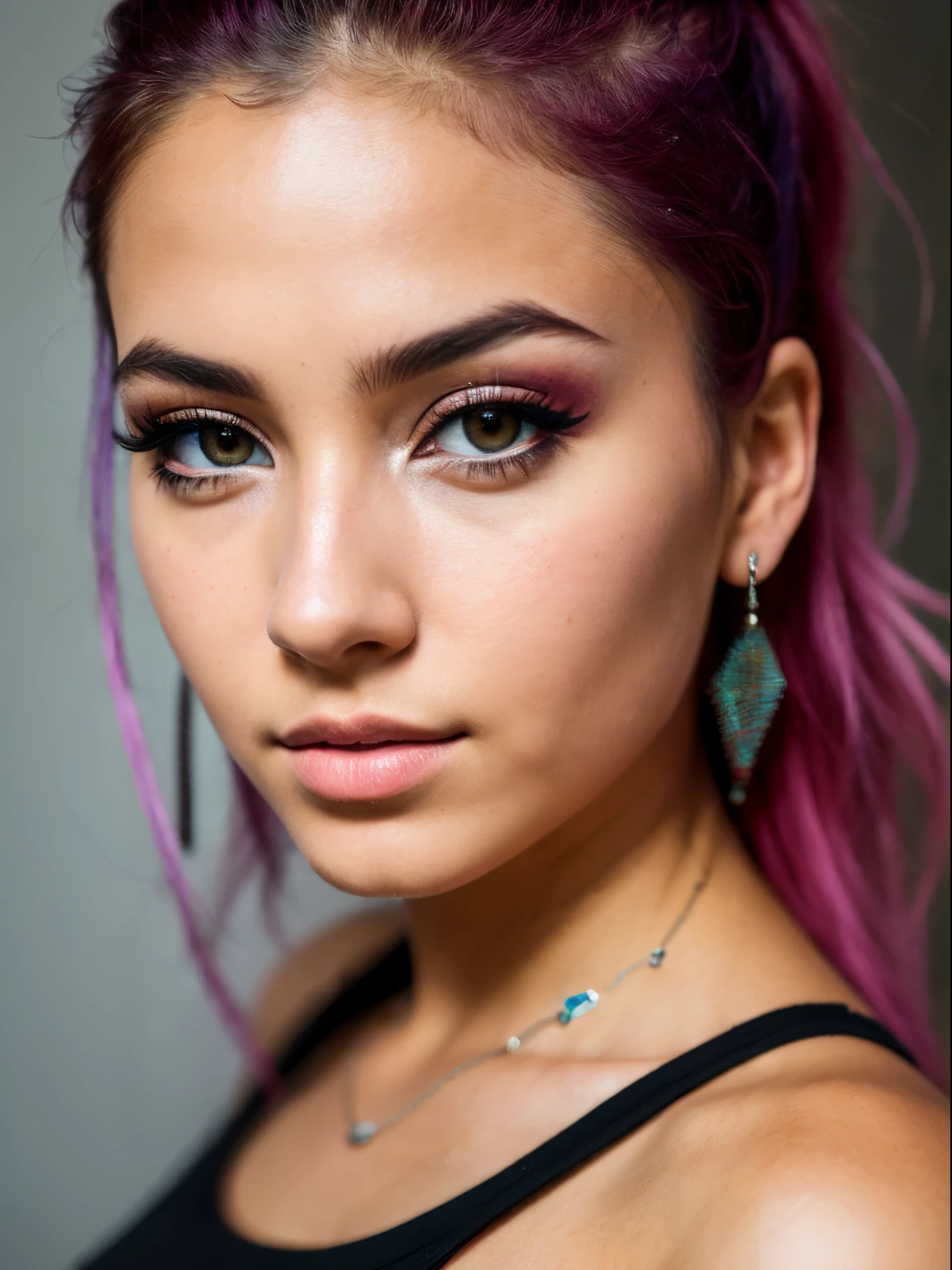 photo of (CyberDutch_V2:0.99), a woman as a sexy TikTok influencer, modelshoot style, (extremely detailed CG unity 8k wallpaper), photo of the most beautiful artwork in the world, professional majestic (photography by Steve McCurry), 8k uhd, dslr, soft lighting, high quality, film grain, Fujifilm XT3 sharp focus, f 5.6, High Detail, Sharp focus, dramatic, (wearing a punk t-shirt), (looking at viewer:1.2), (detailed pupils:1.3), (natural light), (closeup:1.2), (seductive)