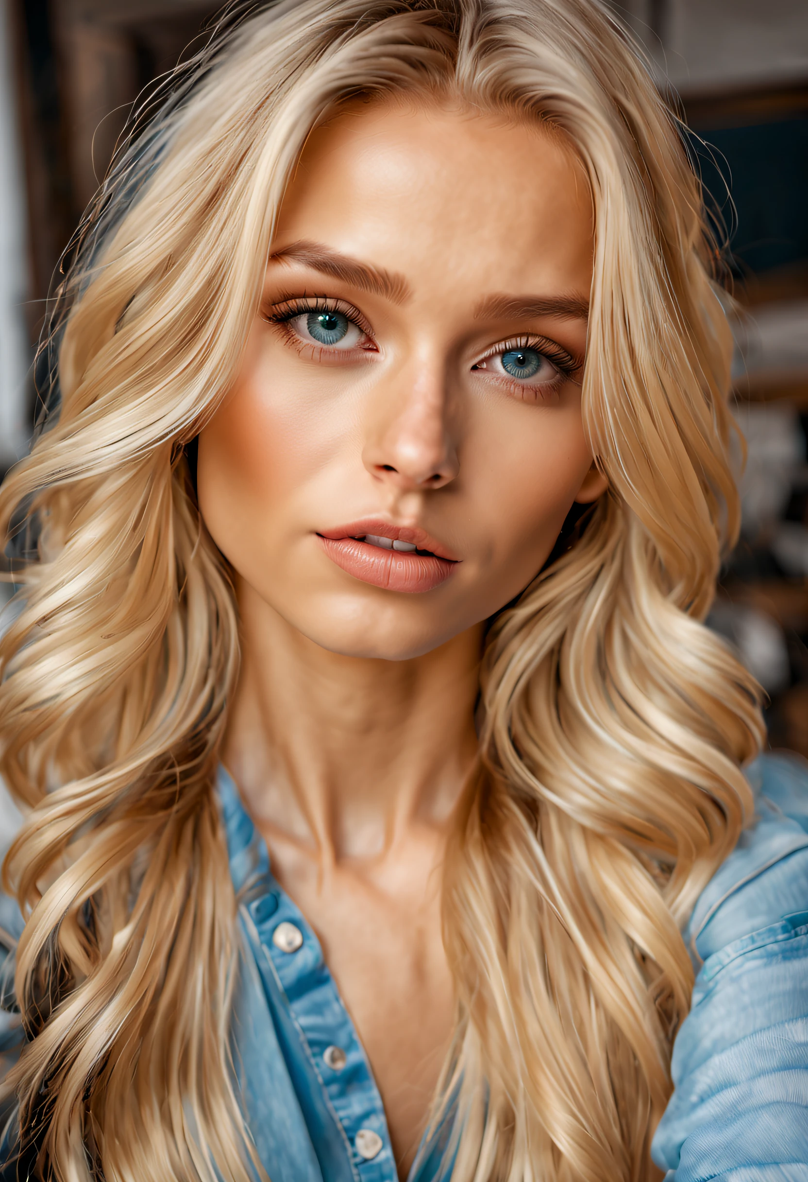 blonde pour un selfie pour instagram, Ultra Definition, (photoreallistic: 1.4), Photographie selfie 8k, extremely beautiful face, cheveux blonds et grands yeux, belle fille blonde, with clothes, ce model s&#39;