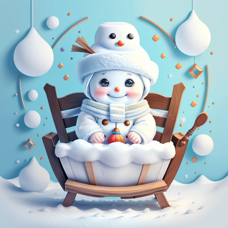 (cute baby snowman smiling with sled), Munchkin ,Geometric multidimensional wall portrait, livro de arte, Tchibi,
Yang08k, Beautiful, Colouring,
Obras, of the highest quality, best quality, Arte Oficial, Beautiful and Aesthetic,