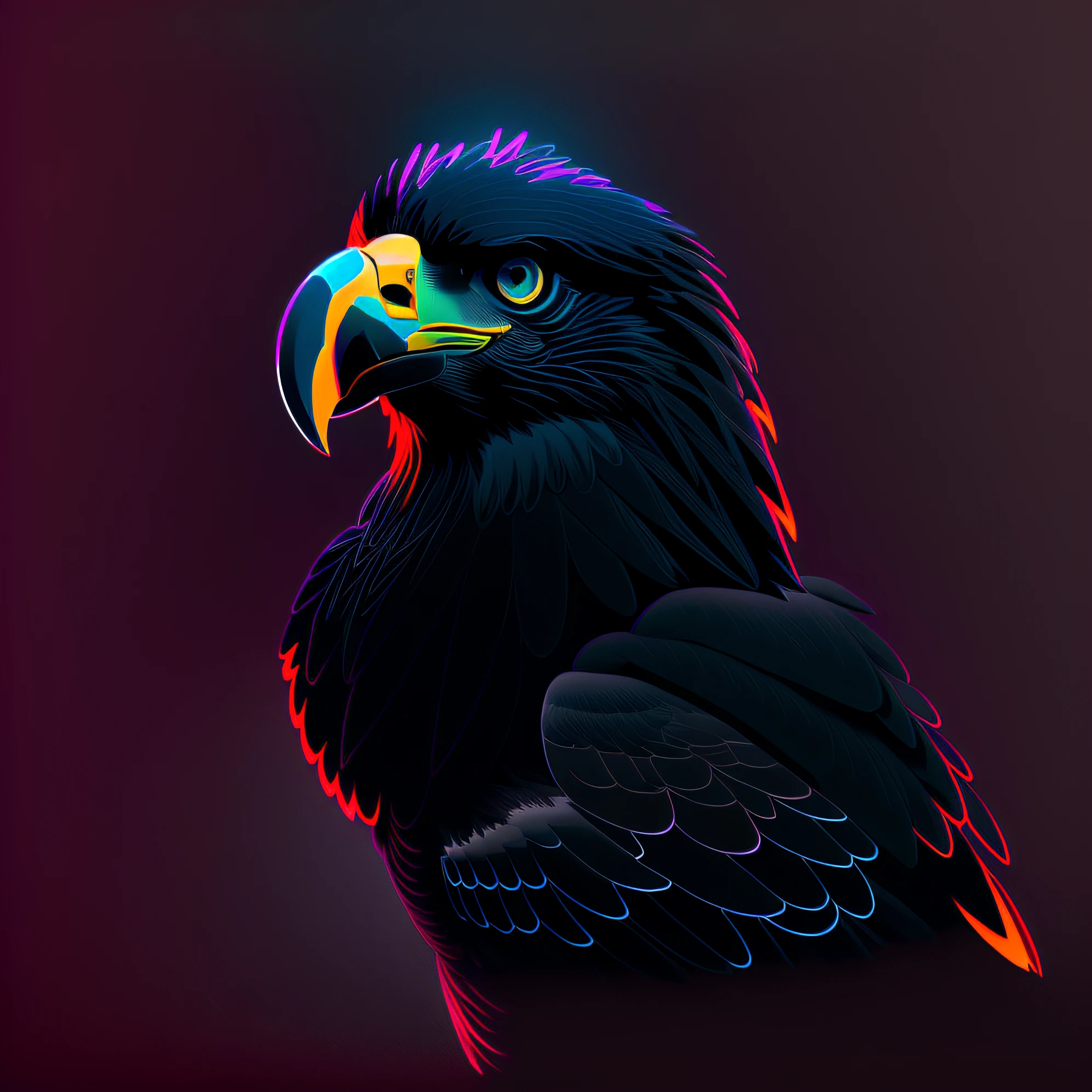 colorful German Hoheitszeichen eagle, ((dark pitch black background:1.4))