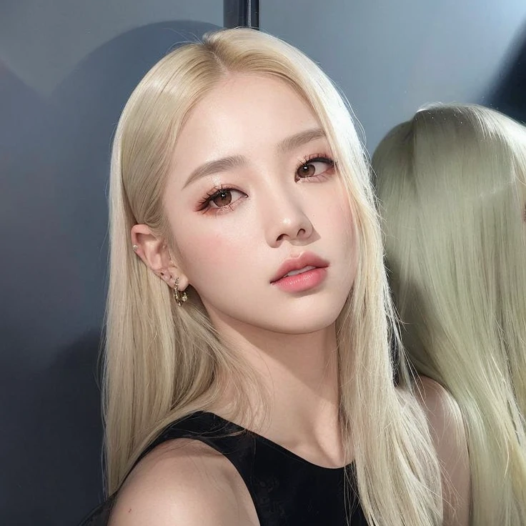 Mujer rubia araffada con pelo largo y vestido negro., Parque Roseanne de Blackpink, Retrato de Jossi de Blackpink, maquillaje popular de Corea del Sur, Heonhwa Choe, Jaeyeon Nam, maquillaje coreano popular, Imagen filtrada, Cl, Ava Max, Foto de perfil de la foto de cabeza, Su cabello es blanco, Taejune Kim, con el pelo largo y blanco, Jossi de Blackpink