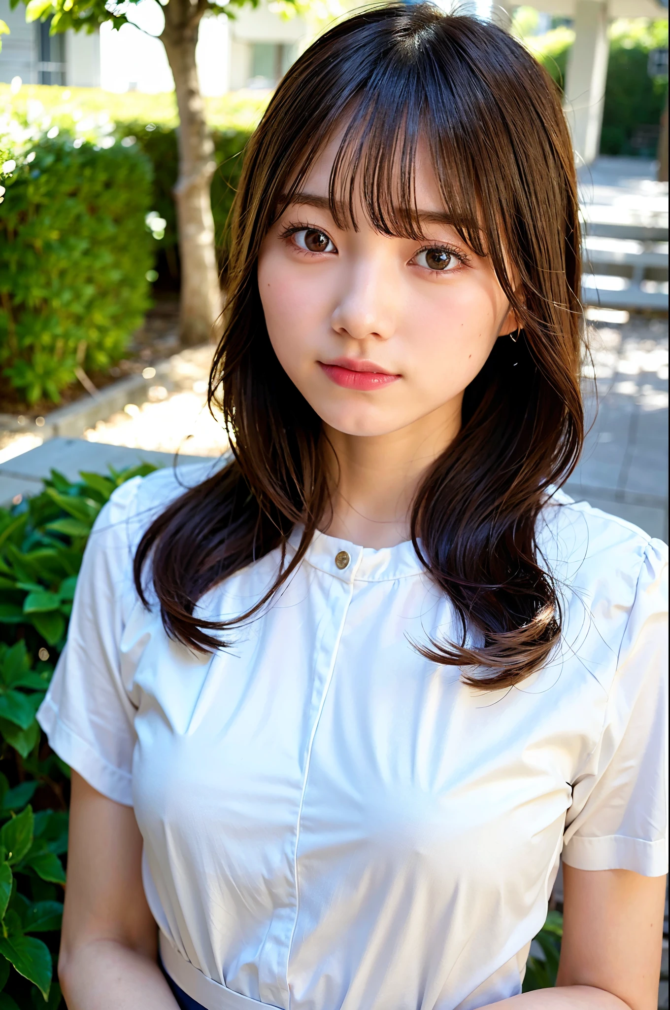 (top-quality、16K resolution)***1人、独奏、natural soft light、A Japanese Lady、Looking at the camera、Facing the front、is standing、long、Woman in her late teens、Light bangs、Salon model、Natural look、portlate、floated hair、