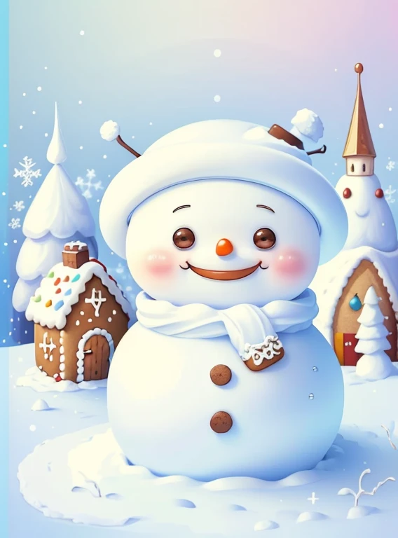 (cute baby snowman smiling with gingerbread house), Munchkin ,Geometric multidimensional wall portrait, livro de arte, Tchibi,
Yang08k, Beautiful, Colouring,
Obras, of the highest quality, best quality, Arte Oficial, Beautiful and Aesthetic,