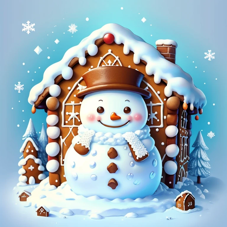 (cute baby snowman smiling with gingerbread house), Munchkin ,Geometric multidimensional wall portrait, livro de arte, Tchibi,
Yang08k, Beautiful, Colouring,
Obras, of the highest quality, best quality, Arte Oficial, Beautiful and Aesthetic,