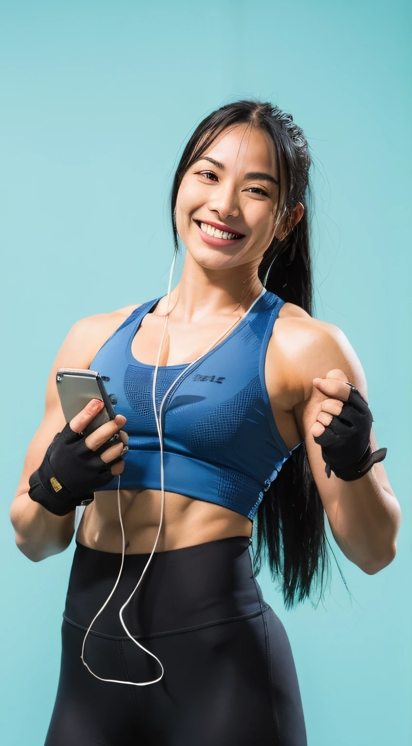 Mulher sorrindo, ultra realista, 8k, GYM, detalhes