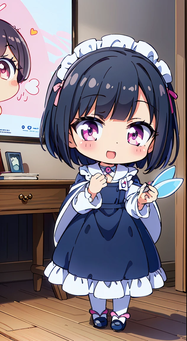 (Cute illustration:1.4),(fuwafuwa illustration:1.3), (pastel color:1.3),(Cute,kawaii,Dolce:1.3), (Dreamy,Fancy:1.2), Anime, (Delicate hair waving in the wind and shining delicately),
(masutepiece, Best Quality, High resolution, absurderes, Intricate details:1.3), (Photorealistic), Lens perspective, Hyper Detailed, ultra-detailliert, detaile, Trending on ArtStation, Award-winning, Good anatomy, Perfect Anatomy, [。.。.3 d], Overexposure, lens flare break, (Chibi, Full body:1.6),



Beautiful Girl, (17 years old girl), Very detailed, colourfull, highest details, 1 beautiful girl, Solo,(Cute:1.5),(Chibi:0.8), (kawaii:1.5),(Lori:0.5),(girl, Cute, Cheerful, Loli face, slightly bulging chest),(A dark-haired,Disheveled short bob,tareme,Pink eyes:1.55),(sano,A smile,Bad face:1.2), (White rabbit ear headband:1.2),Shiny skin,Clear skin, Beautiful skin,(best quality face),(Top quality glowing eyes), (Doya face,brave face:1.45), (The best smile,Doya face:1.45),BREAK, (calm and natural smile,Open mouth:1.1)//(Collar, Ruffled, Catsuit, Cuffs,(ruffle blouse romantic:1.4),,(White Maid Clothes:1.3),(Gold thread embroidery on hem:0.6),(medieval gothic style:1.2),(crossed strings:1.4),(Long skirt:1.4),Long sleeve//Standing, Cute little girl sitting on bed,Showroom,(Girl's Private Room, pastel base,
Girly Bedroom, Pastel colors, Soft blanket, Fluffy pillow, Fairy Light, wall art, animal stuffed, Books, desk work, speculum, cosy atmosphere, Personal touch, poster for, [Stuffed toys]:1.3)//From Side,Centered,Waterfall,depth of fields,

 BREAK,wakame,wakame,wakame,(Dynamic Angle:1.4), 

BREAK,(Blurry background:1.3),(absurderes, hight resolution, Super Detail Art),cel shading,Clear Color, Lonely optical effect, Beautiful pictures, Bright glow, mystic atmosphere,(Close-up of girl:1.1), Mystical light particle effect,manga influence, clean line drawings,