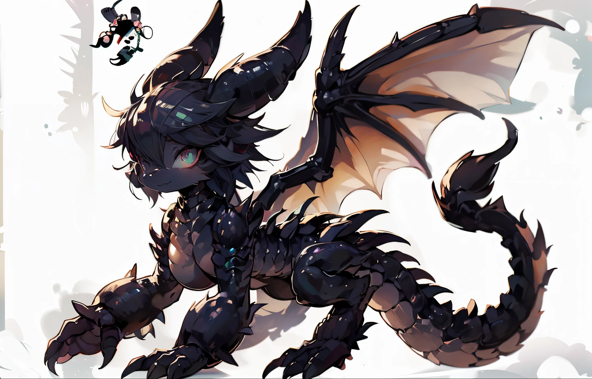 Female Dragon. scorpion element. furryfemale. poison aura. Compound eyes. anime style.