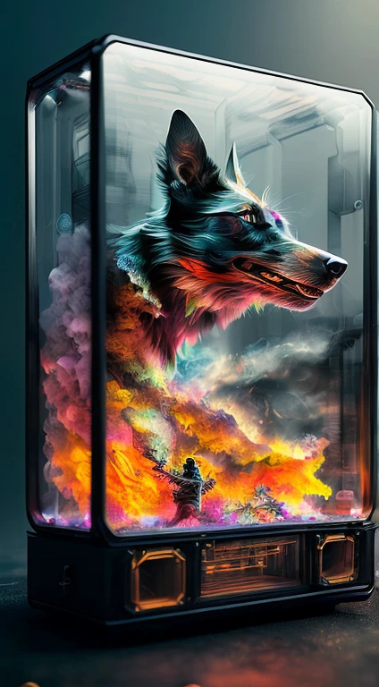 knollingcase, black dog, (((vibrant, photo realistic, realistic, dramatic, sharp focus, 8k)))
