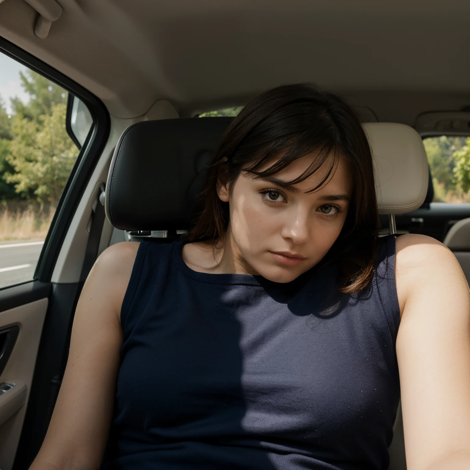 une fille stressée dans une voiture illustration minimaliste