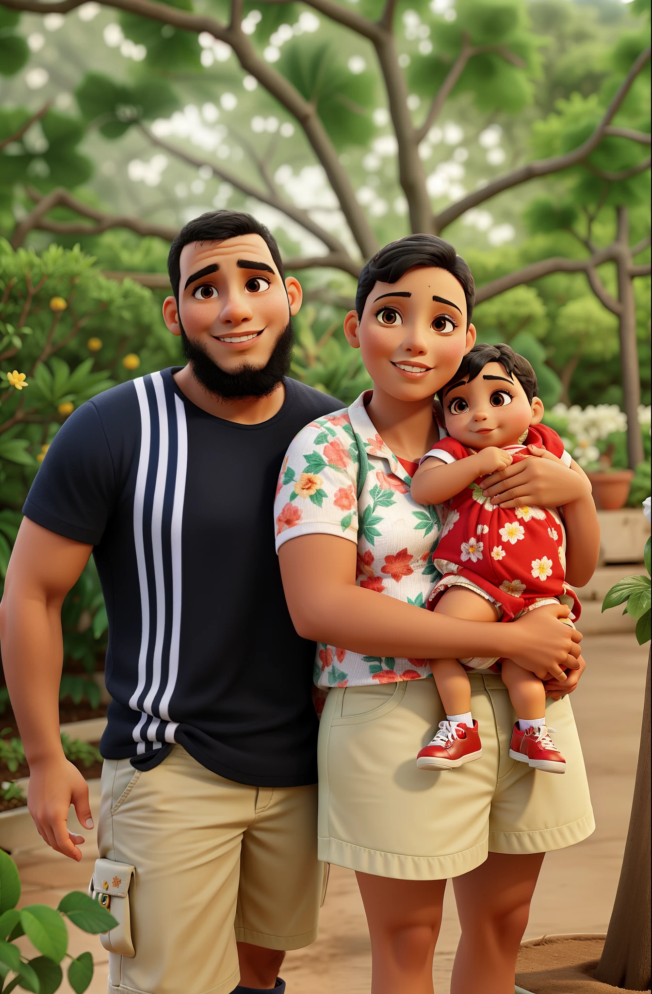 Familia em um jardim