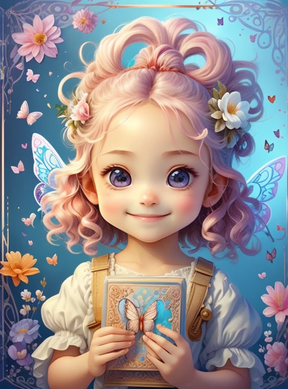 (cute cupid smiling with flowers and butterflies), Munchkin ,Geometric multidimensional wall portrait, livro de arte, Tchibi,
Yang08k, Beautiful, Colouring,
Obras, of the highest quality, best quality, Arte Oficial, Beautiful and Aesthetic,