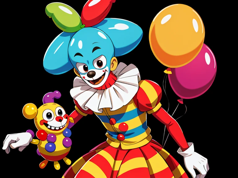 Balloon animal and clowns. Balloon dachshunds on leashes